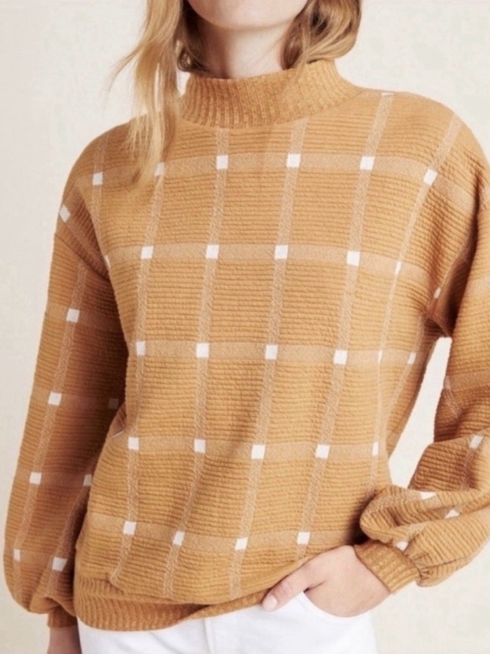 Anthropologie | Porridge Plaid Mock Neck Sweater